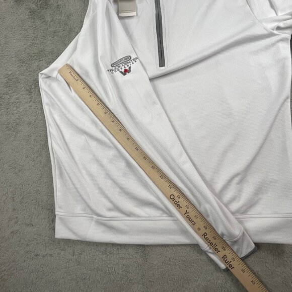 Adidas Sweatshirt Mens medium White Lightweight QTR Zip Pullover Freightliner - Picture 8 of 11